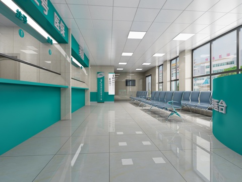  现代医院大厅过道3d模型 