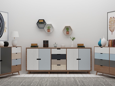  北欧橱柜组合3d模型 