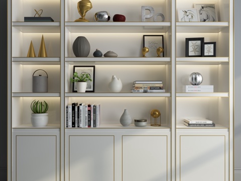  现代书柜3d模型 