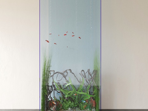  鱼缸  落地装饰鱼缸3d模型 