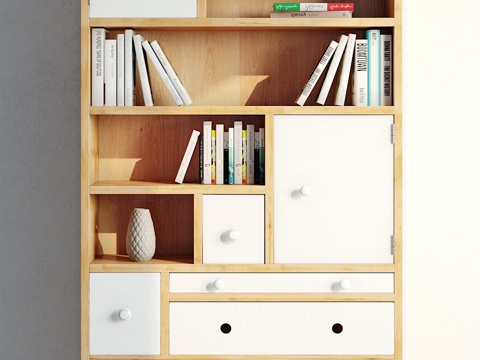  北欧书柜 摆件组合3d模型 