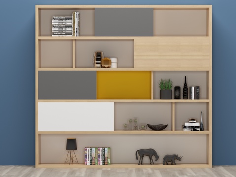  现代书柜 书架 装饰柜 边柜3d模型 