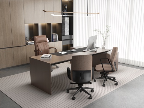  现代办公桌 总裁桌 经理桌 文件柜 班台 老板椅 经理室3d模型 