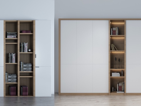  现代北欧风格书柜组合3d模型 