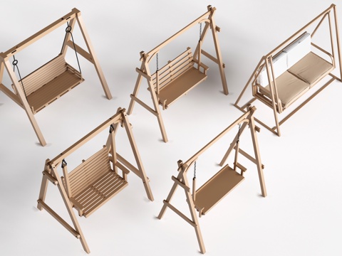  现代户外秋千 秋千椅 吊椅 庭院秋千su模型 