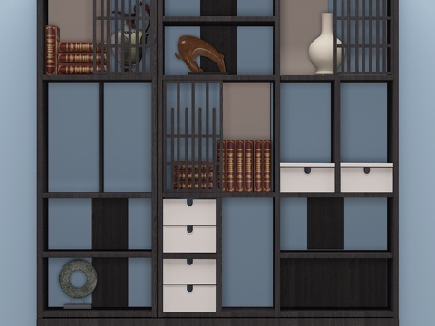  现代书柜 书籍 书架3d模型 