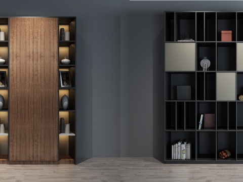  现代北欧风格书柜组合3d模型 