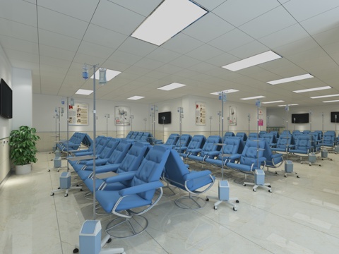  现代医院 输液厅 输液瓶子3d模型 