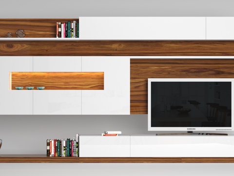  现代简约 电视柜 壁柜 摆件组合3d模型 