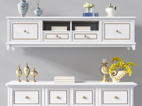  欧式电视柜 简欧电视柜 摆件 海螺欧式金属 摆件 植物3d模型 