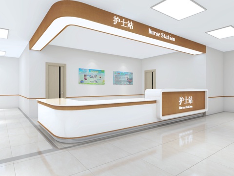  现代医院 分诊台 护士站3d模型 