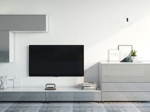  现代简约电视柜摆件组合3d模型 