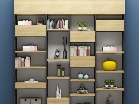  现代书柜 书架 装饰柜 边柜3d模型 