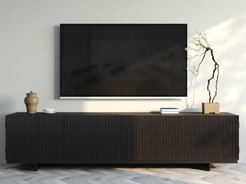  新中式电视柜摆件组合3d模型 