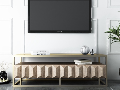  现代钢木组合电视柜3d模型 