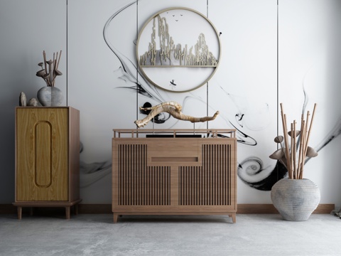  新中式玄关柜端景柜3d模型 