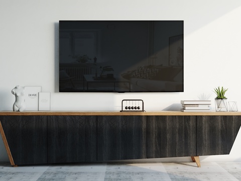  现代简约电视柜电视机摆件组合3d模型 