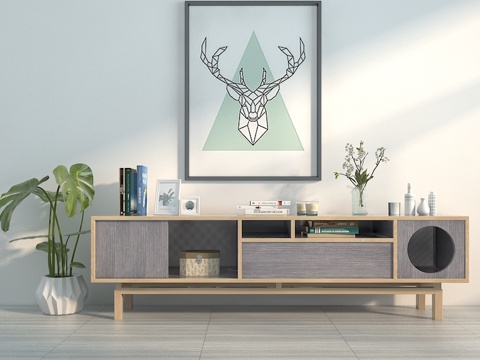  北欧电视柜3d模型 