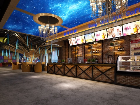  现代网咖网吧3d模型 