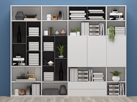  现代书柜 书籍 书架3d模型 