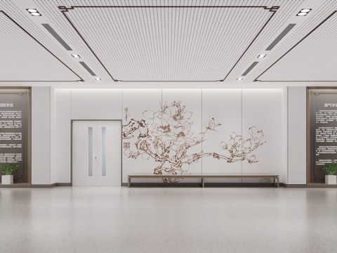  中医院展区走廊3d模型 