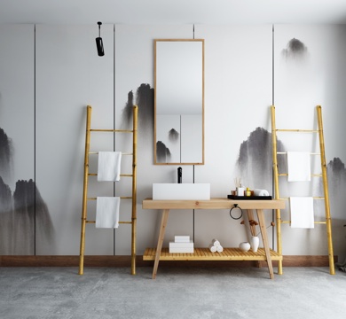  新中式浴室柜组合 毛巾架3d模型 