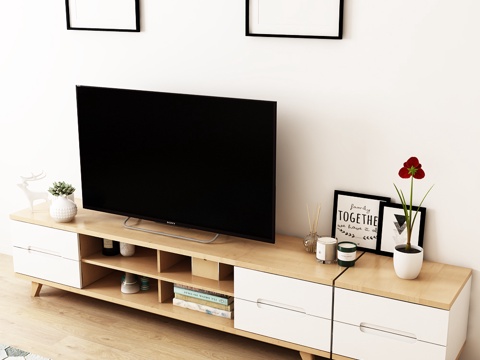  北欧电视柜 斗柜 电视 饰品 地毯模型3d模型 