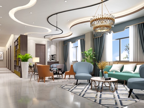  现代医院医疗 美容 输液区3d模型 