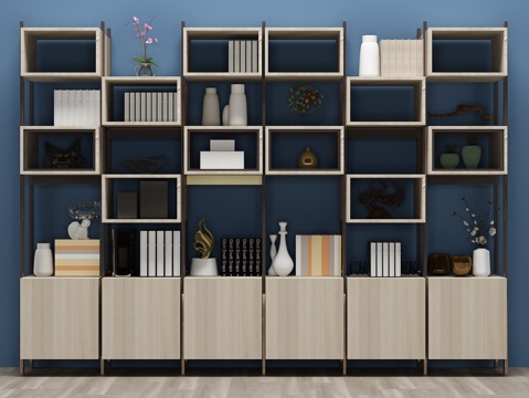  现代书柜 书籍 书架3d模型 