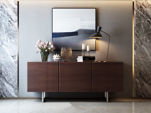  现代电视柜 台灯 画 饰品 摆件3d模型 