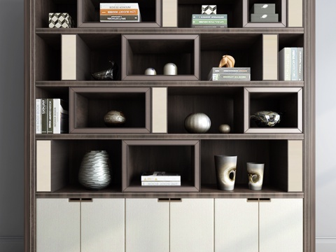  现代书柜3d模型 