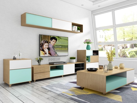  电视柜 盆栽 窗户 组合柜 现代电视柜 北欧电视柜 电视3d模型 