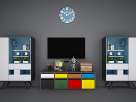  现代电视柜 北欧电视柜 现代装饰柜 北欧装饰柜 液晶电视3d模型 