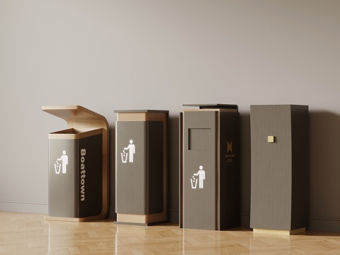  现代垃圾桶 公用垃圾桶 市政垃圾桶su模型 