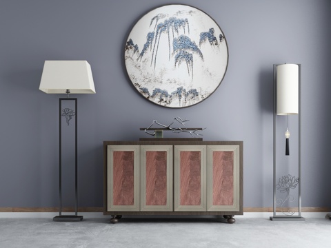  新中式玄关端景柜组合3d模型 