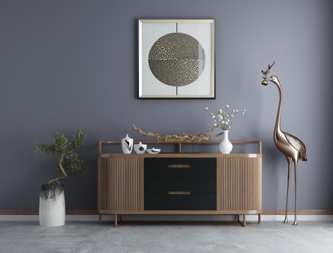  新中式玄关柜端景柜组合3d模型 