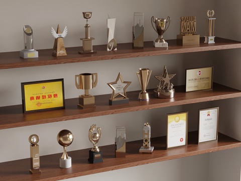  现代奖牌奖杯3d模型 