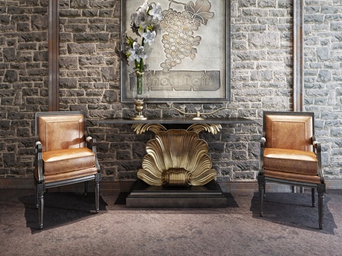  工业风玄关柜子组合3d模型 