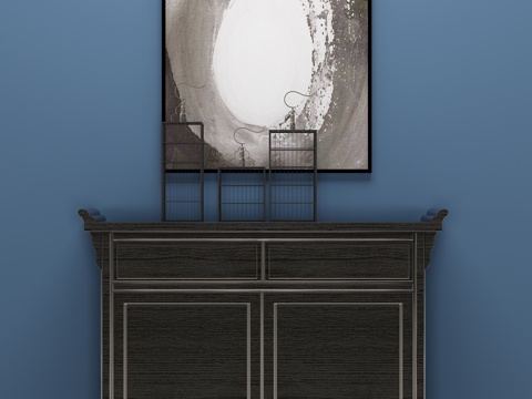 新中式边柜 装饰画 装饰柜3d模型 