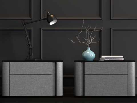  新中式床头柜3d模型 