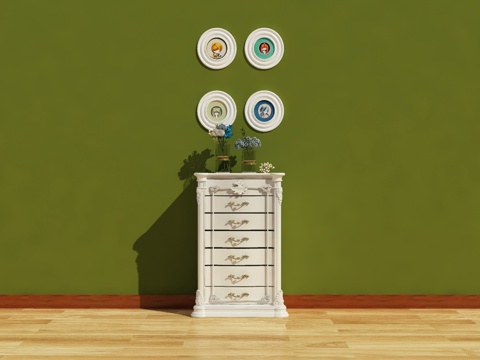  欧式简约五斗柜 收纳柜 玄关柜 矮柜3d模型 