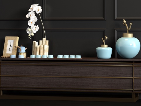  新中式电视柜3d模型 