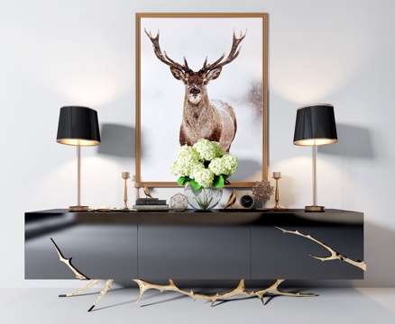  后现代电视柜摆件 挂画3d模型 