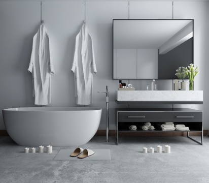  新中式浴室柜 浴缸 睡衣3d模型 