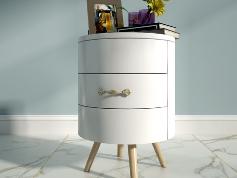  北欧简约床头柜3d模型 