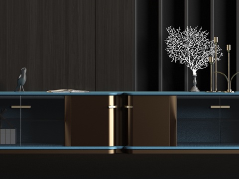  新中式床头柜3d模型 