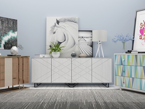  北欧边柜模型3d模型 