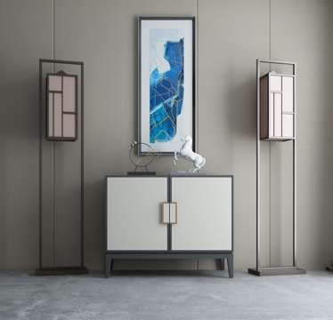  新中式玄关柜组合3d模型 