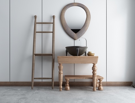  新中式浴室台盆柜组合3d模型 