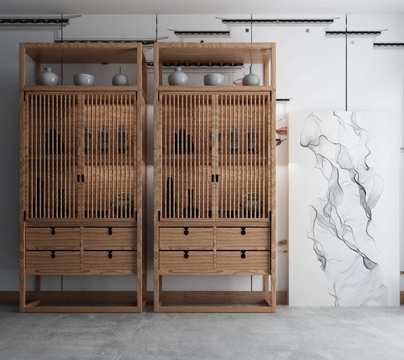  新中式装饰柜 博古架 高柜3d模型 